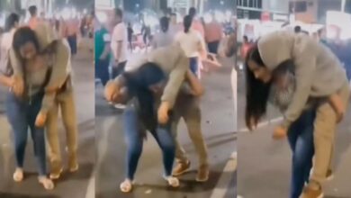 สาวแบกหนุ่มขึ้นบ่า