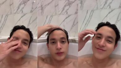 เจมส์จิ อัปคลิปขณะแช่น้ำในอ่าง