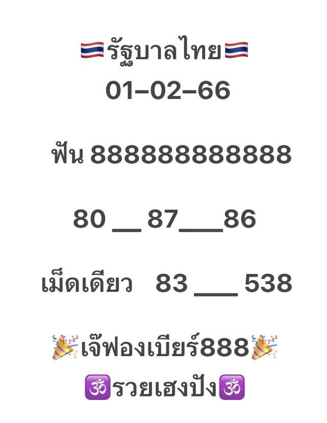 เลขเด็ด เจ๊ฟองเบียร์ 1 2 66