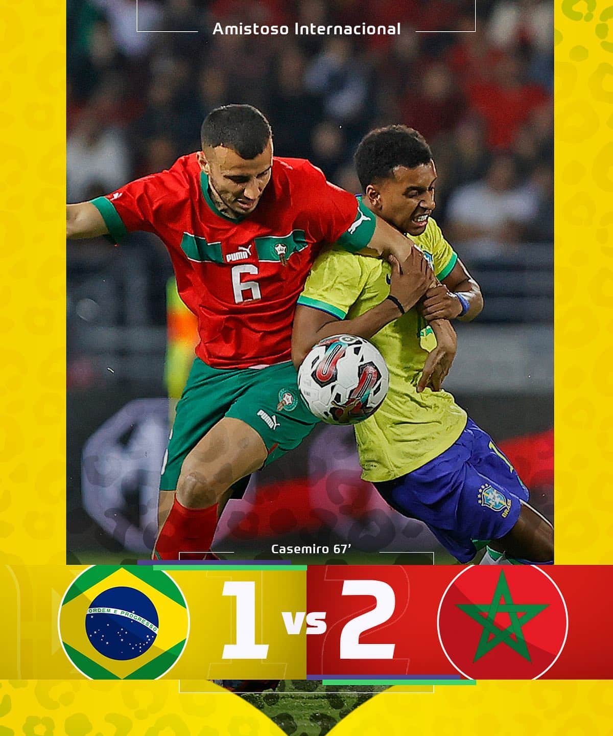 ผลบอลเมื่อคืนนี้ ฟุตบอลอุ่นเครื่อง โมร็อกโก บราซิล