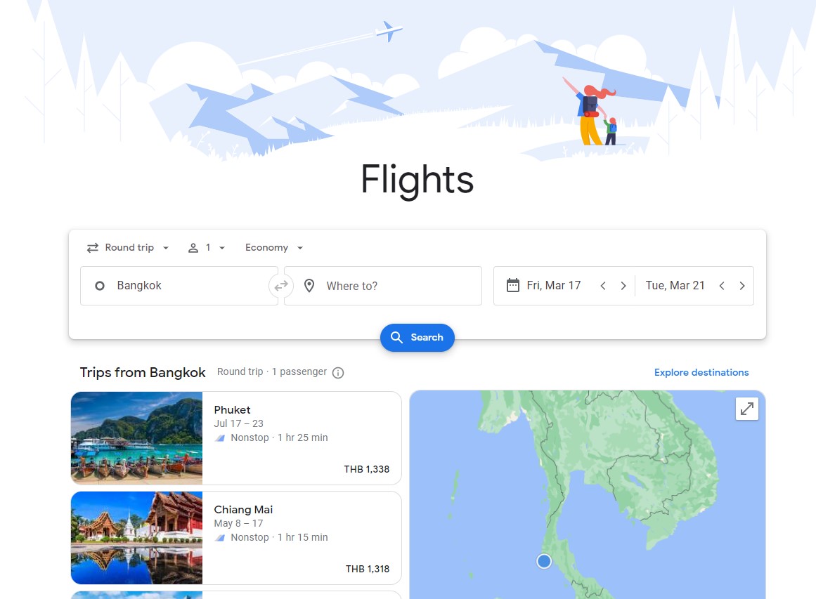 รู้จัก Google Flights หาตั๋วเครื่องบิน ราคาถูก เที่ยวแบบไม่ง้อโปร 2023