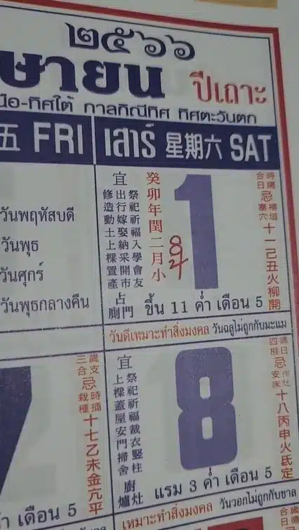 เลขเด็ด ปฏิทินจีน 1 4 66
