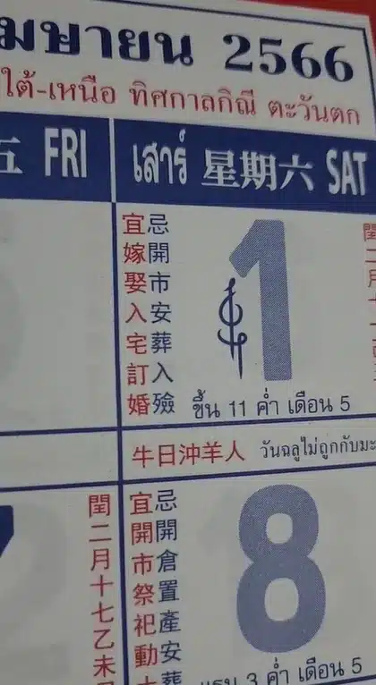 เลขเด็ด ปฏิทินจีน 1 4 66