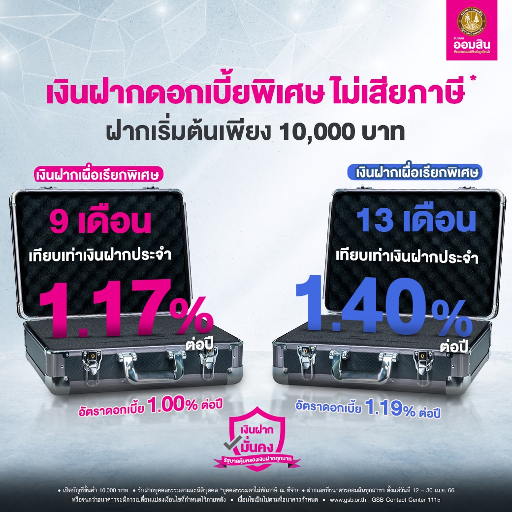 เงินฝากออมสินดอกเบี้ยสูง 2566