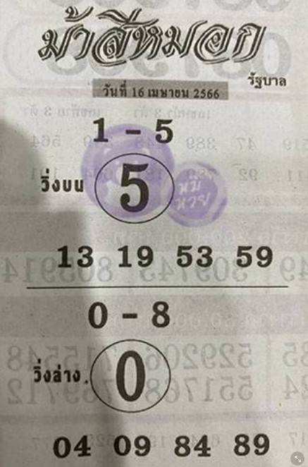 เลขเด็ดม้าสีหมอก 16 เม.ย. 66