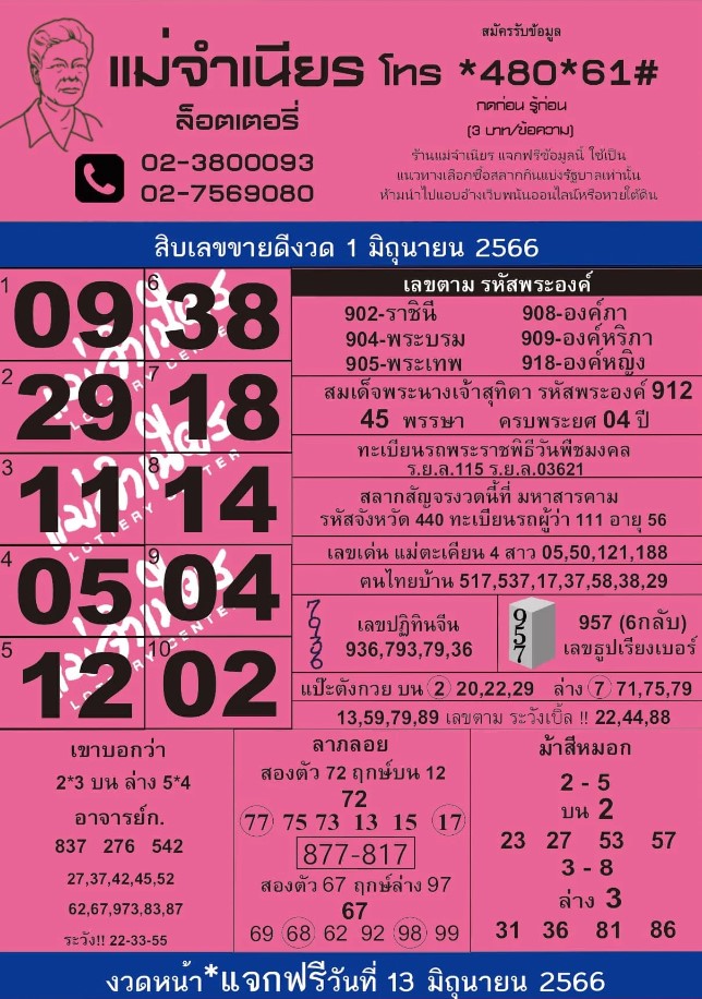 10 เลขขายดีแม่จำเนียร 1 มิถุนายน 2566 รีบซื้อตาม งวดนี้รวยแน่