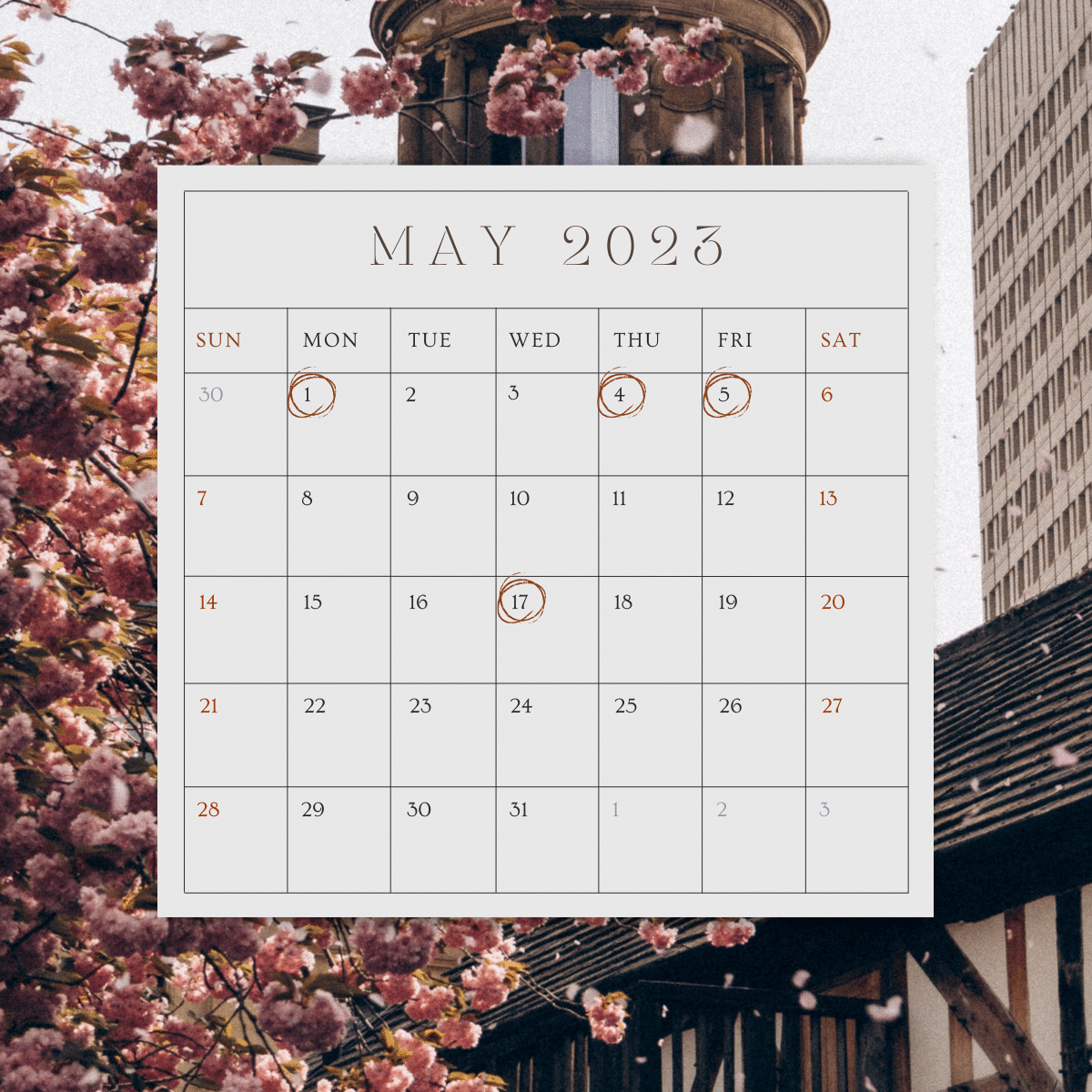 ตารางวันหยุดเดือนพฤษภาคม 2566