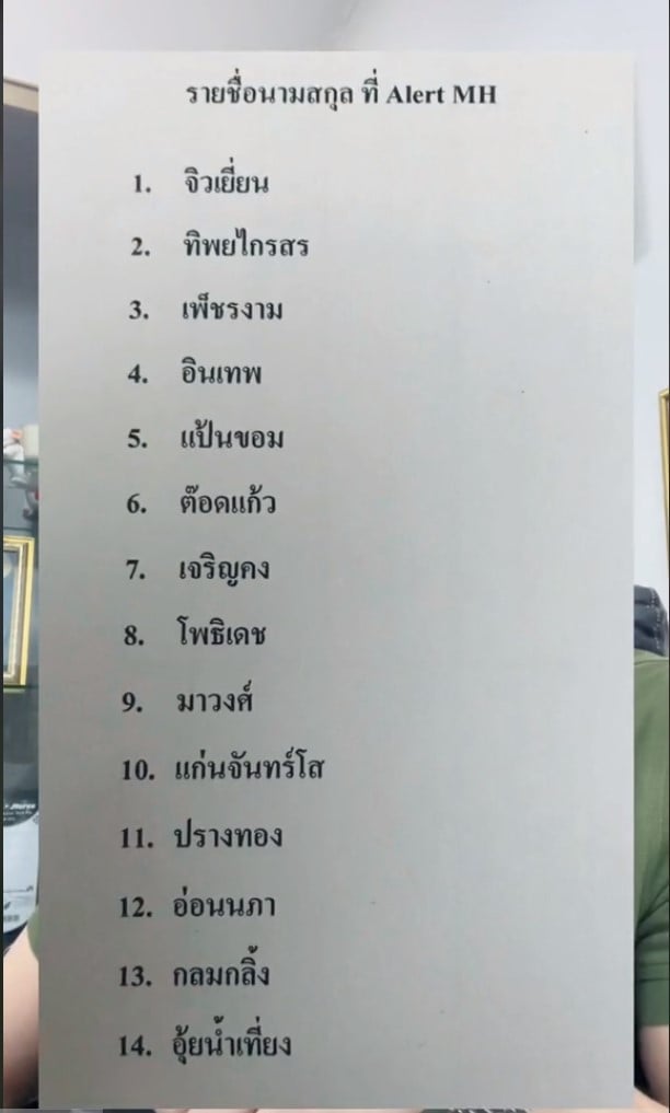 14 นามสกุล แพ้ยาสลบ