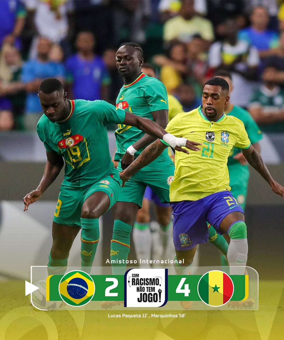 ผลบอลเมื่อคืนนี้ ฟุตบอลอุ่นเครื่อง บราซิล เซเนกัล