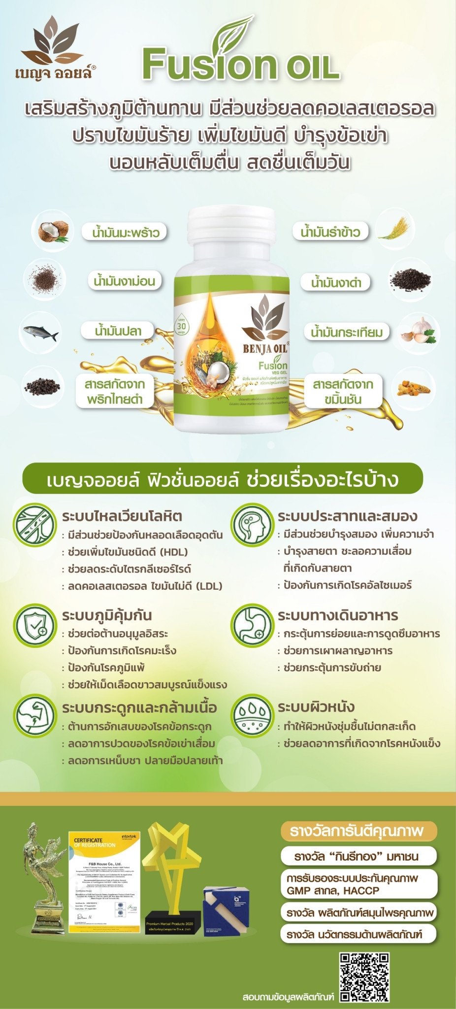 น้ำมันสกัดเย็น 8 ชนิด เบญจออยล์