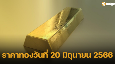 ราคาทองวันที่ 20 มิถุนายน 2566