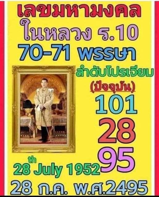 เลขมงคล 1 7 66 ในหลวง ร.10 เนื่องในวันคล้ายวันพระราชสมภพ