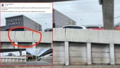 ทางยกระดับพระราม 2 เกิดรอยร้าว