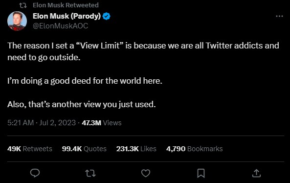 อีลอน มักส์ จำกัดจำนวนเห็นโพสต์ ทวิตเตอร์