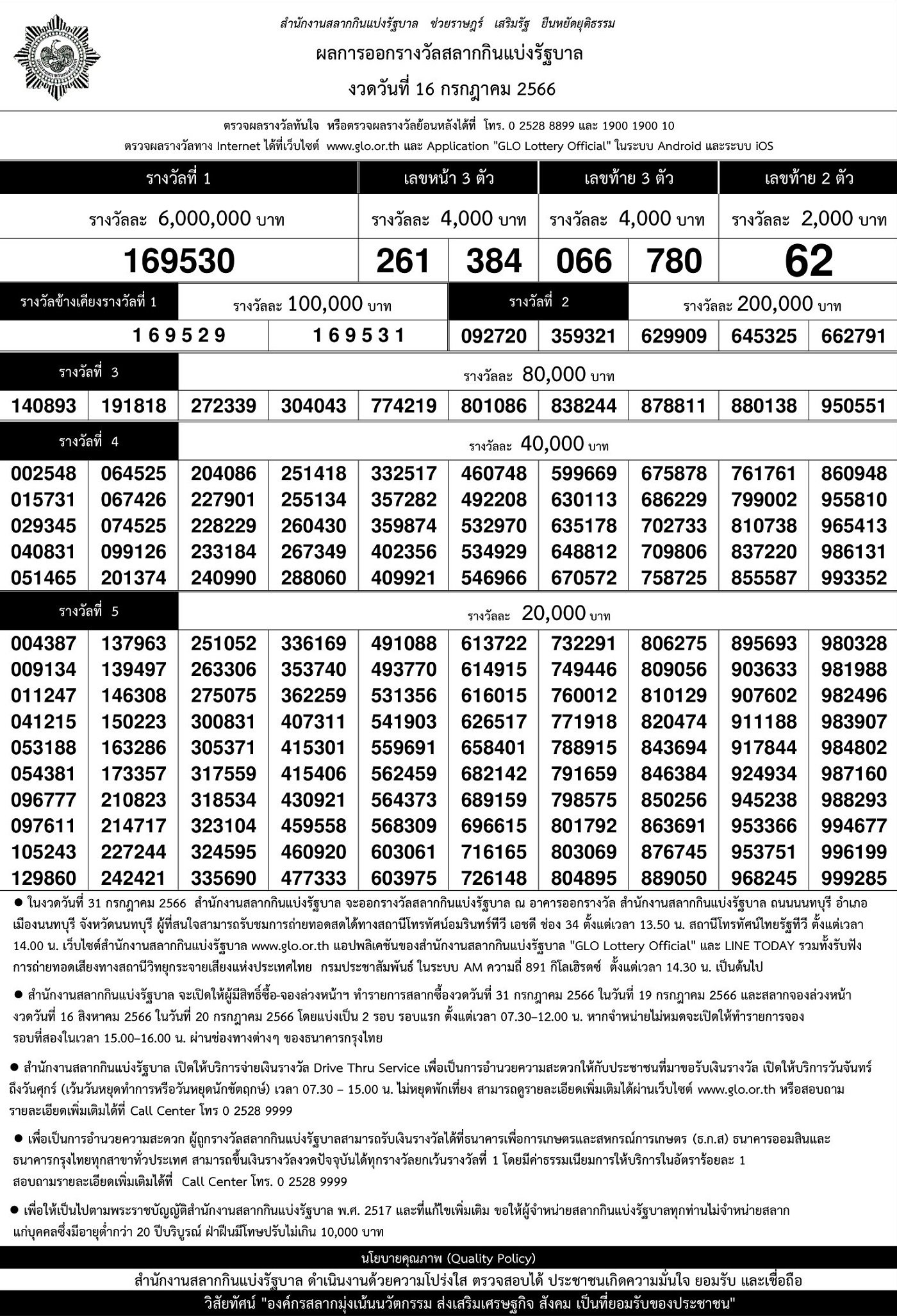 เรียงเบอร์ 16 7 66