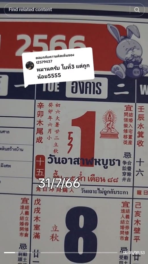 เลขเด็ด ปฏิทินจีน งวดวันที่ 31 ก.ค.66