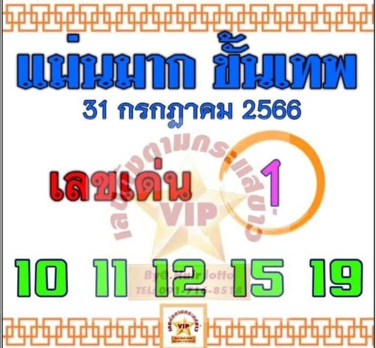 แนวทาง แม่นมาก ขั้นเทพ 31 ก.ค. 66