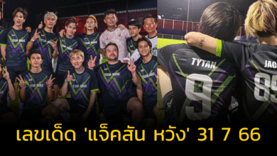 เลขเด็ด 'แจ็คสัน หวัง' ใส่ชุดบอลหล่อเท่ แต่จุดโฟกัสมีเพิ่มตรงเลข 3 ตัว รับงวด 31 7 66