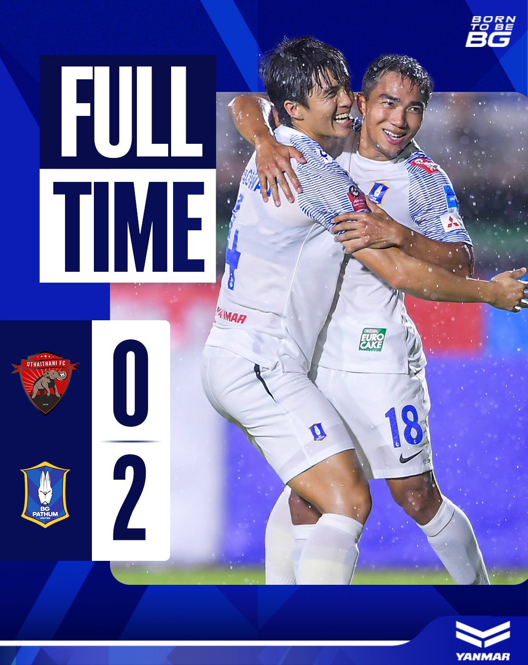 ผลบอลเมื่อคืนนี้ ไทยลีก อุทัยธานี บีจี ปทุม