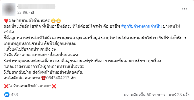 อาชีพใหม่ ลูกรับจ้างหลานจำเป็น