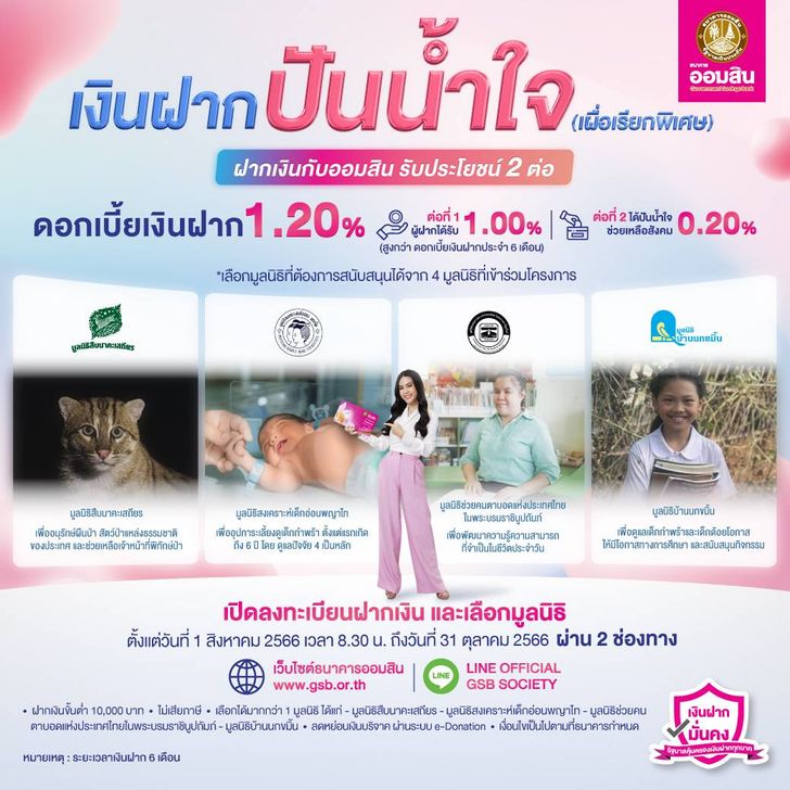 ลงทะเบียน เงินฝากปันน้ำใจ 2566