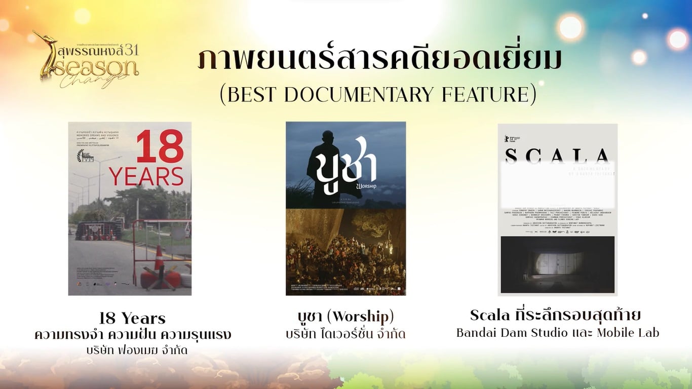 ภาพยนตร์สารคดียอดเยี่ยม สรุปผลรางวัลสุพรรณหงส์ ครั้งที่ 31