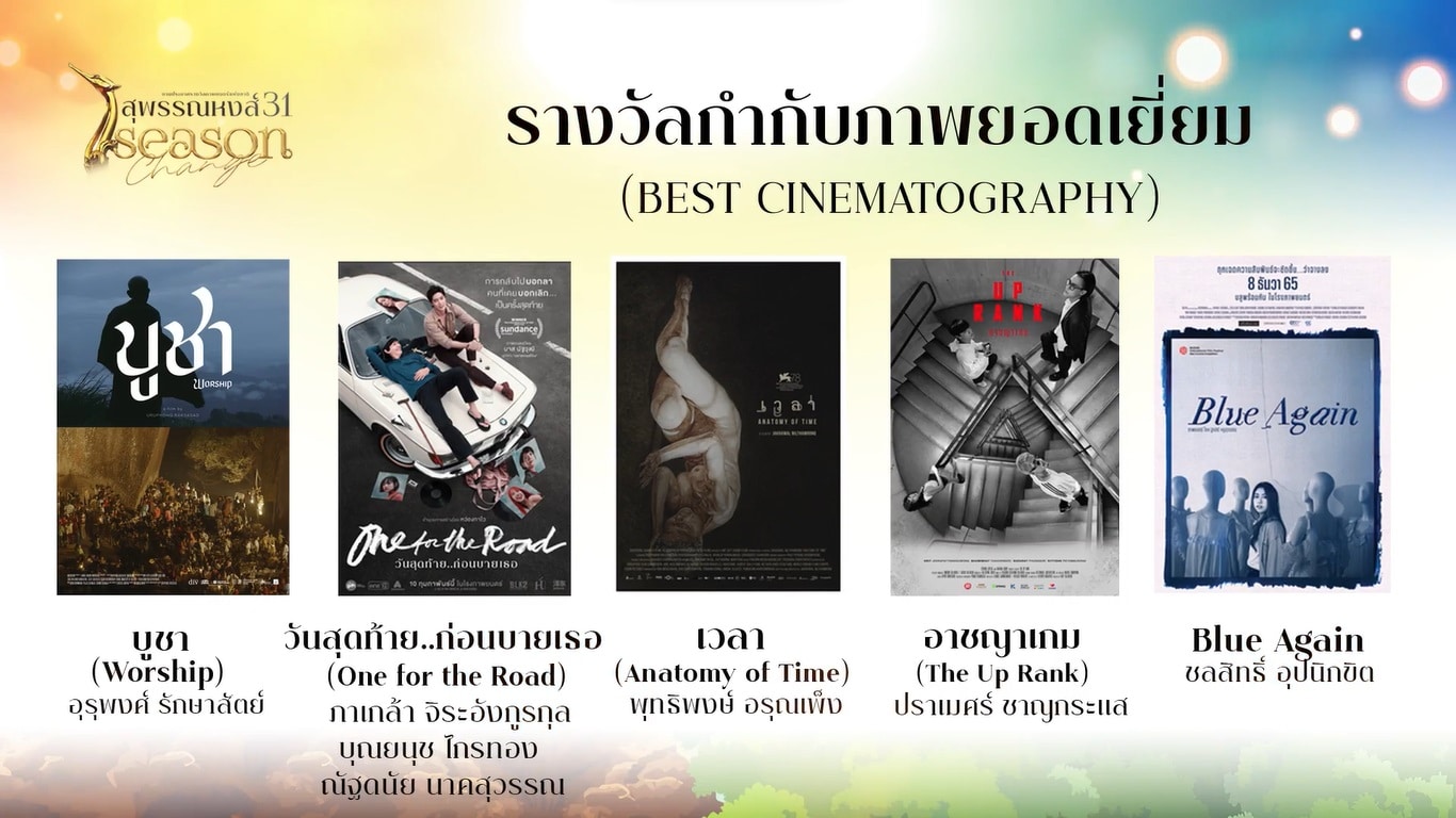 กำกับภาพยอดเยี่ยม สรุปผลรางวัลสุพรรณหงส์ ครั้งที่ 31