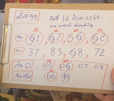 เลขปิงปองน้องเพชรกล้า 16 8 66