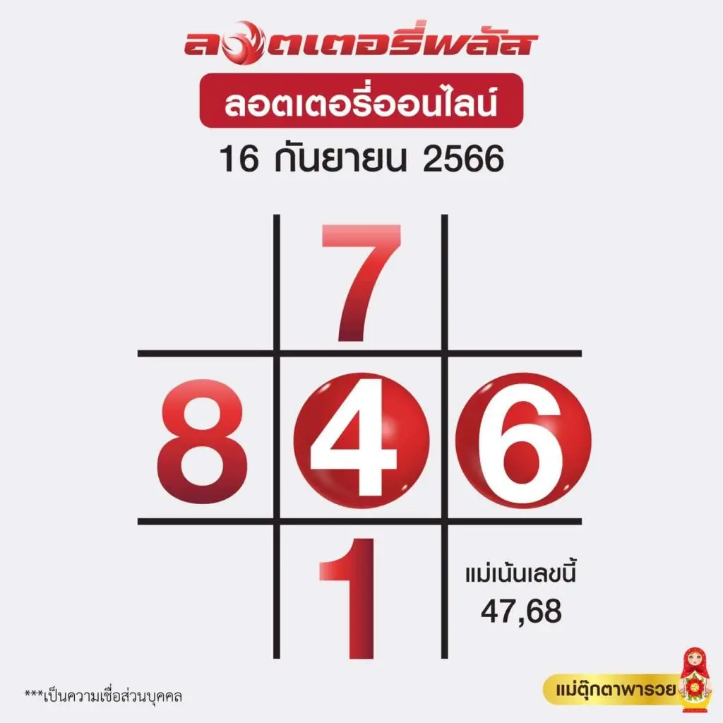 แม่ตุ๊กตานำทรัพย์มาให้คุณ 16 กันยายน 2566