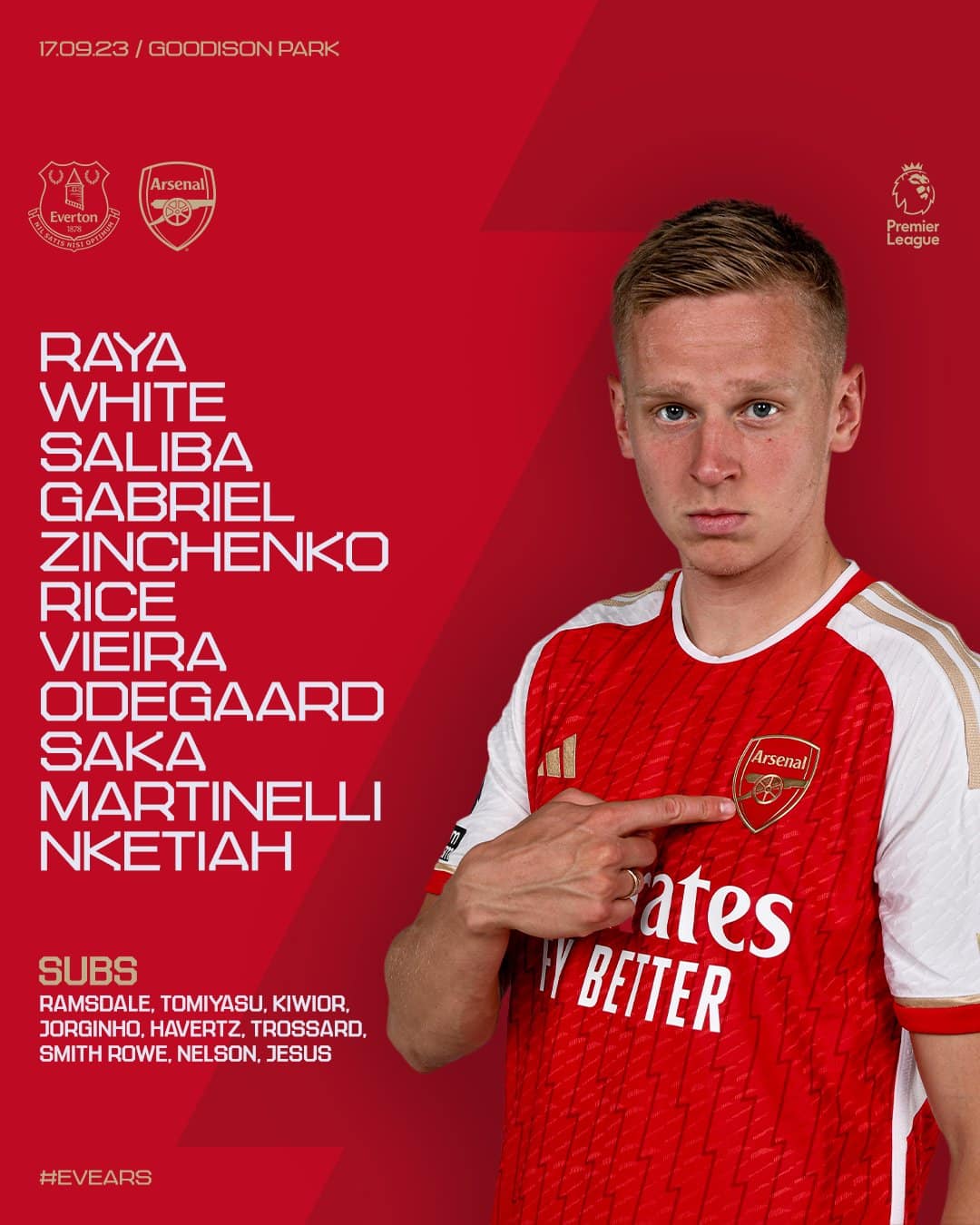 11 ตัวจริง เอฟเวอร์ตัน อาร์เซนอล