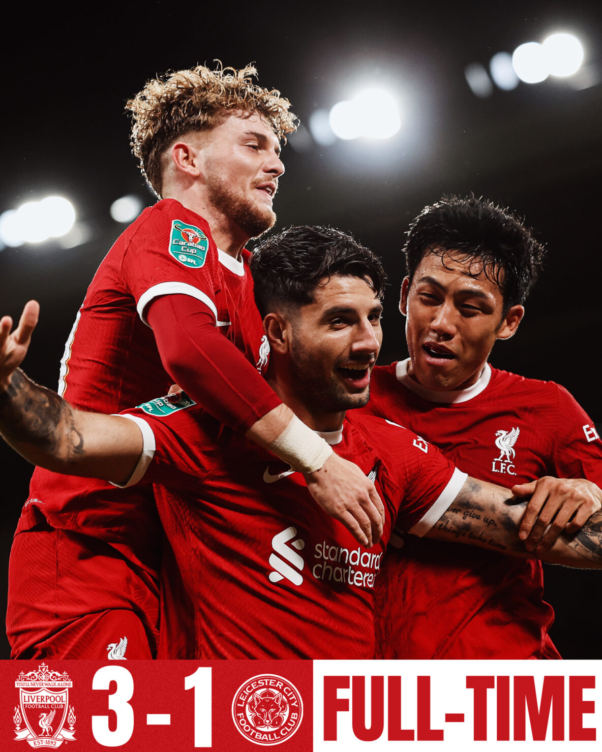 ผลบอลเมื่อคืนนี้ คาราบาว คัพ ลิเวอร์พูล เลสเตอร์