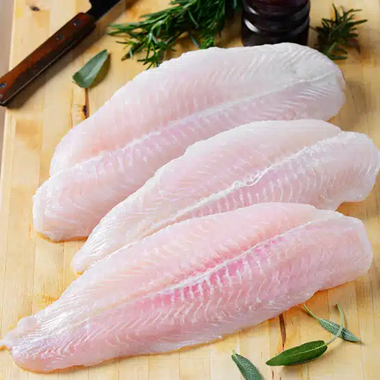 เนื้อปลาสวายขาวสีอมชมพู