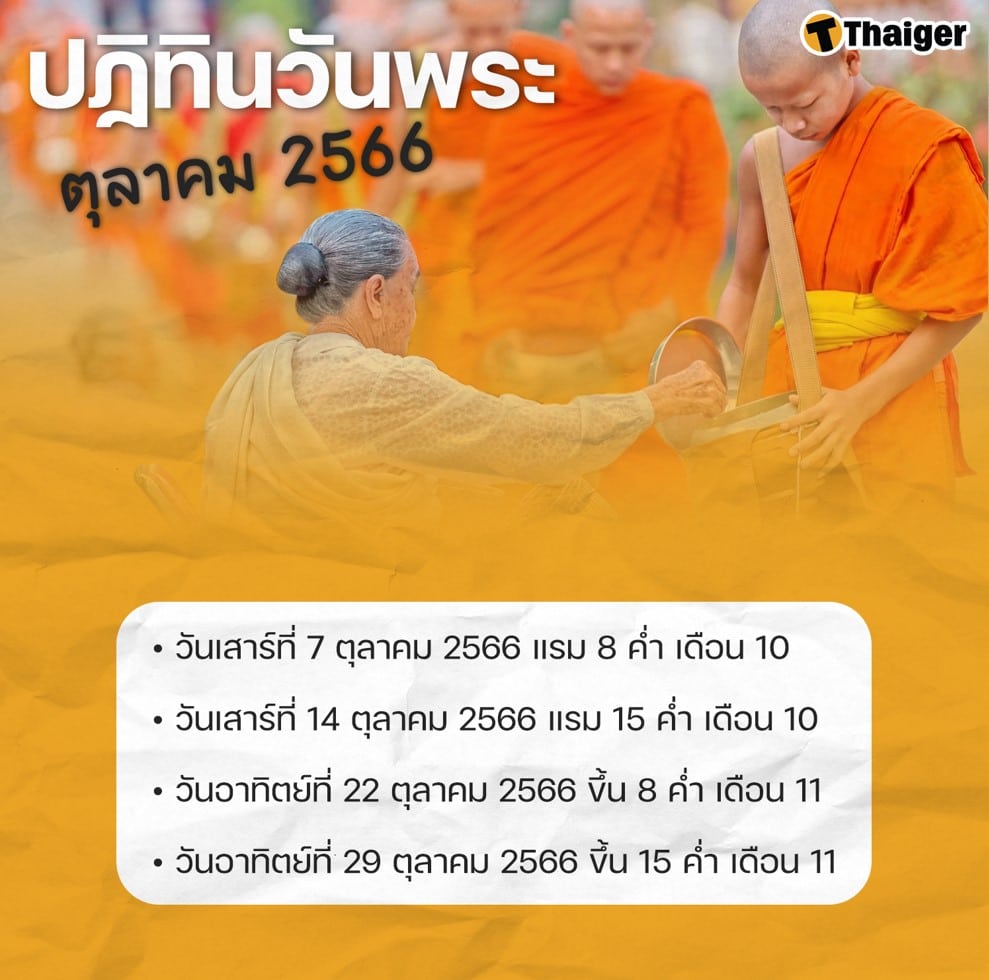 ปฏิทินวันพระเดือนตุลาคม 2566 เช็กฤกษ์มงคล วันโกนในเดือนนี้