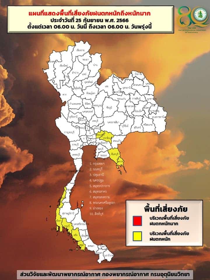 ฝนตกหนักวันนี้ 25 ก.ย. 2023 ฝนตกหนักมาก