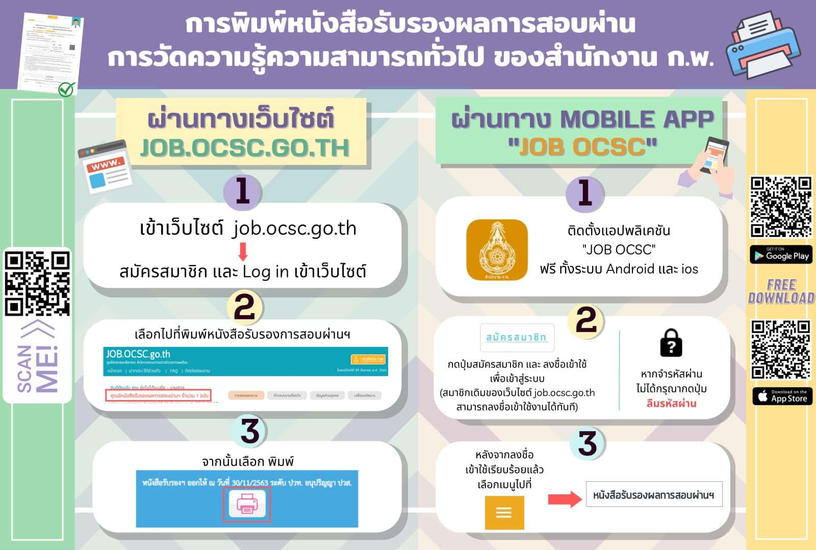 วิธีพิมพ์หนังสือผลรับรองการสอบ ก.พ. 66