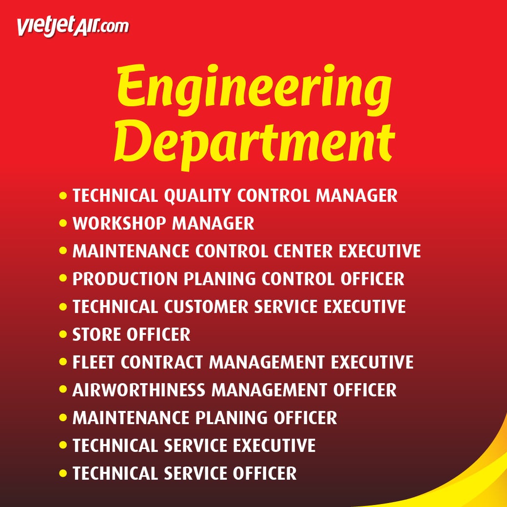 ไทยเวียตเจ็ท เปิดรับสมัครงาน 2566 Engineering Department
