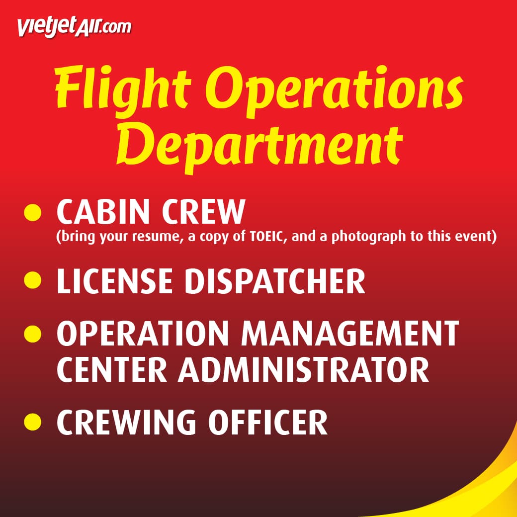 ไทยเวียตเจ็ท เปิดรับสมัครงาน 2566 Flight Operations Department