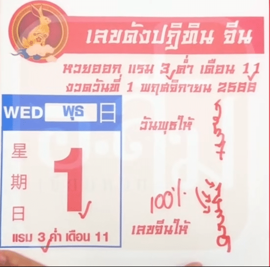 เลขเด็ด ปฏิทิน 100 ปี 1 11 66