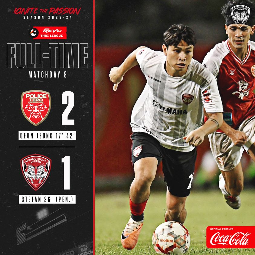 ผลบอลเมื่อคืนนี้ ไทยลีก โปลิศ เทโร เมืองทอง