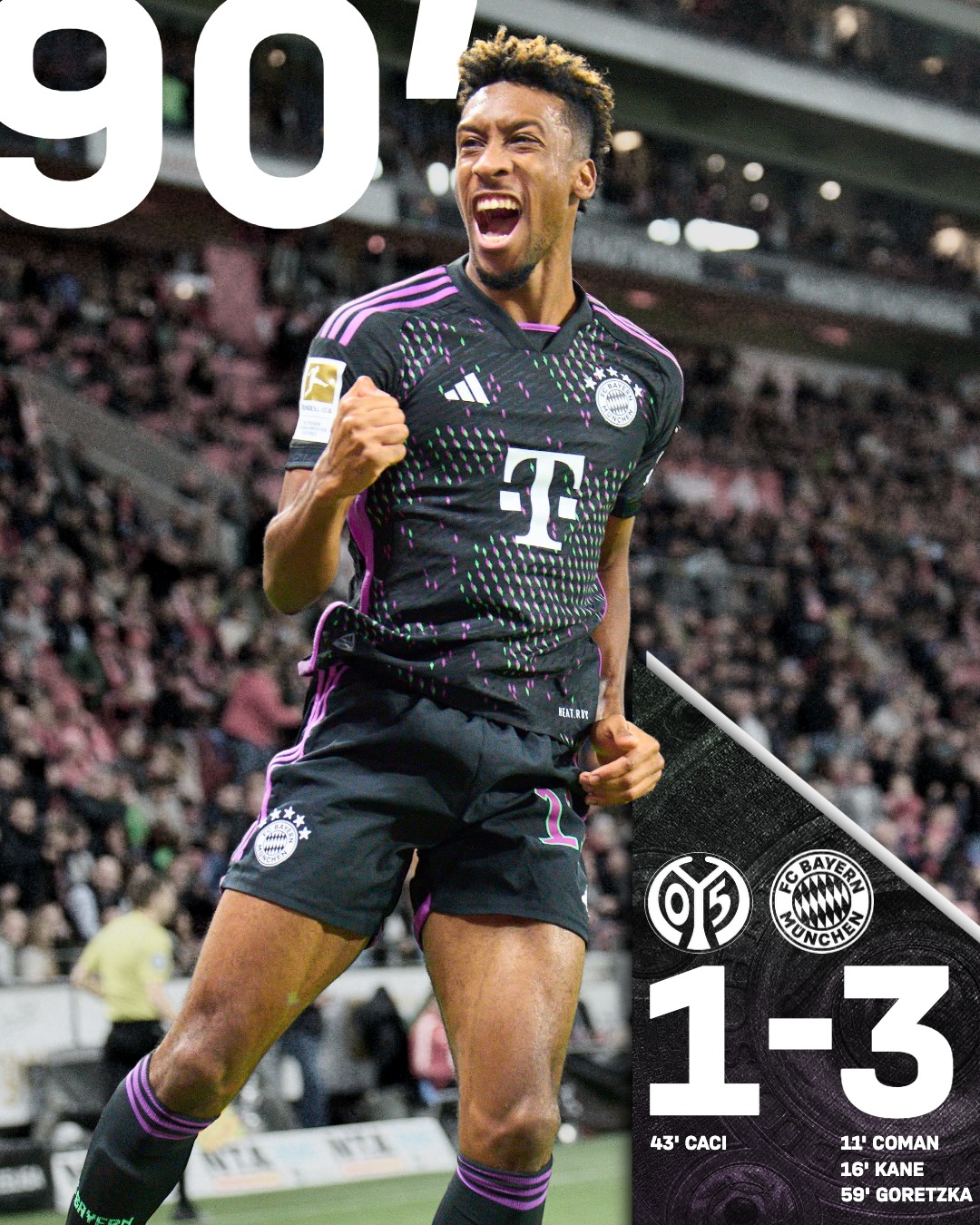 ผลบอลเมื่อคืนนี้ บุนเดสลีกา ไมนซ์ บาเยิร์น