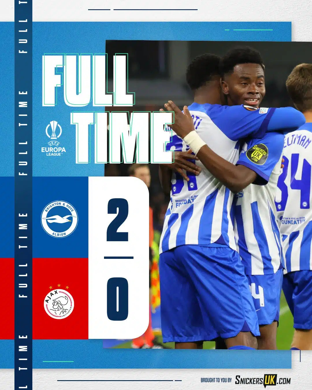 ผลบอลเมื่อคืนนี้ ยูโรป้า ลีก ไบรท์ตัน อาแจ็กซ์