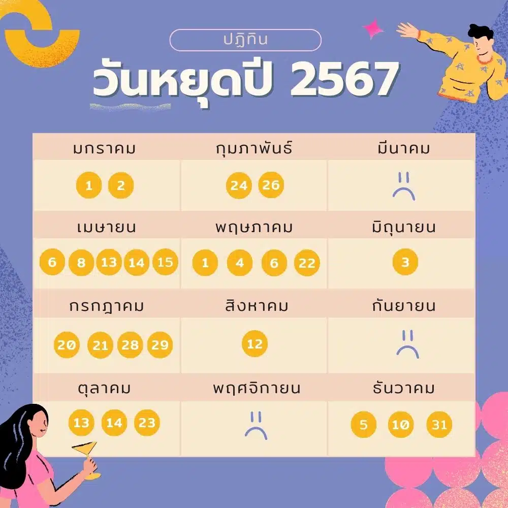 ปฏิทินวันหยุดประจำปี 2567