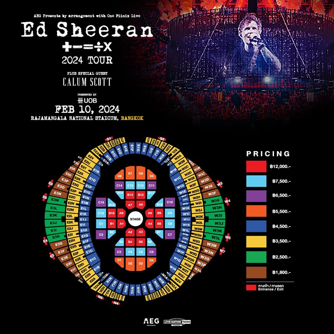 ราคาบัตรคอนเสิร์ต ed sheeran