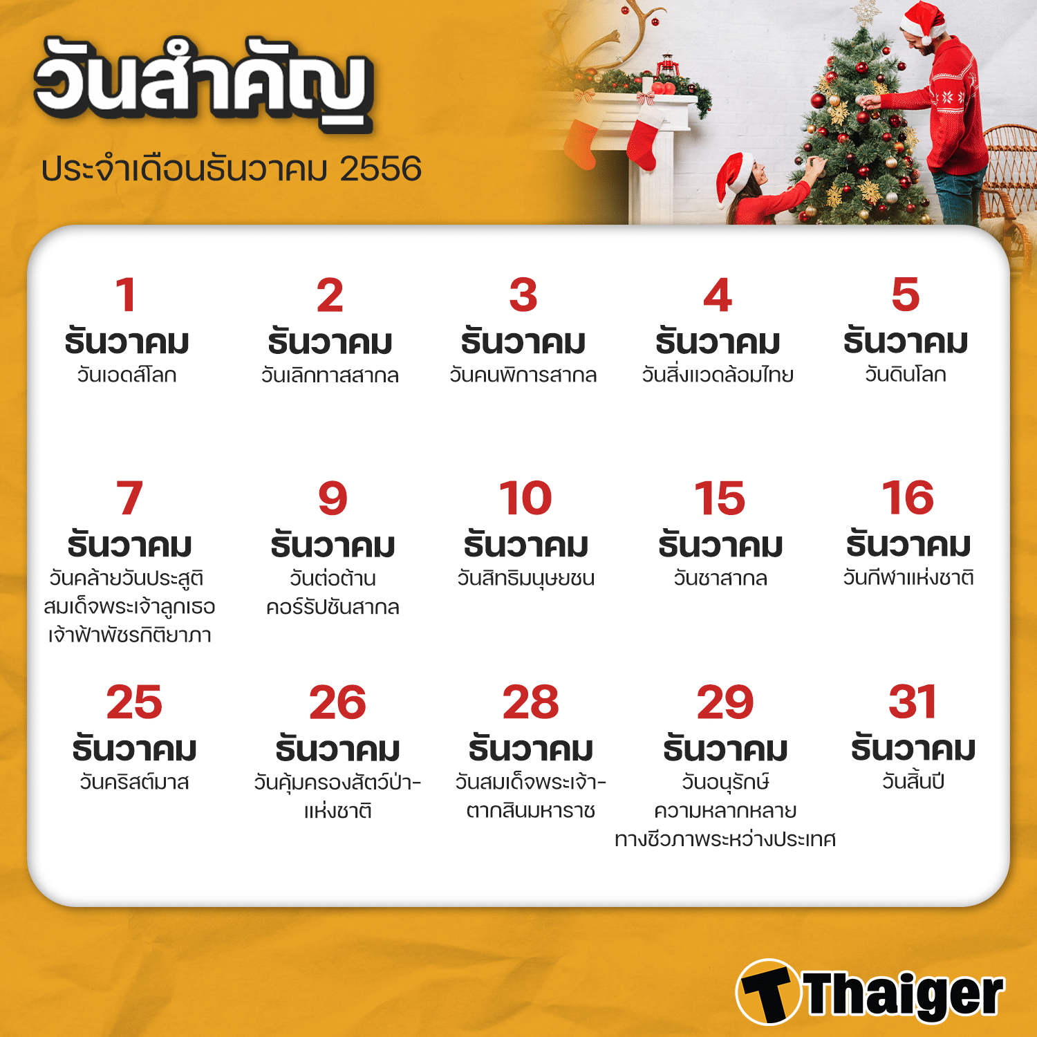 วันสำคัญธันวาคม 2566