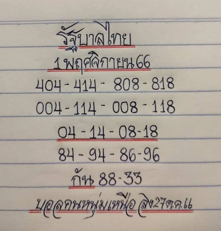 หวยมิสเตอร์บอล 1 11 66