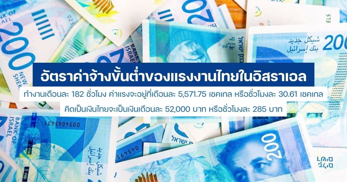 อัตราค่าจ้างขั้นต่ำของแรงงานไทยในอิสราเอล