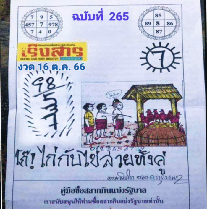 เลขเด็ด ปริศนาเริงสาร 16 10 66