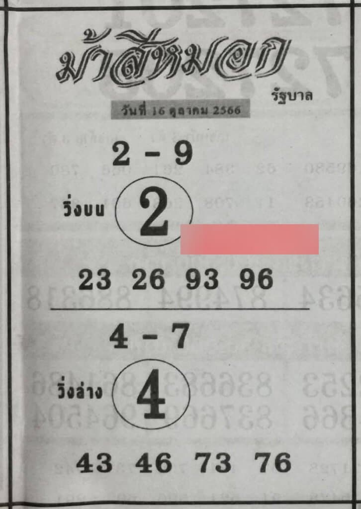เลขเด็ด ม้าสีหมอก 16 10 66