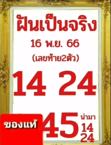 เลขเด็ด ฝันหวยเป็นจริง 16 11 66