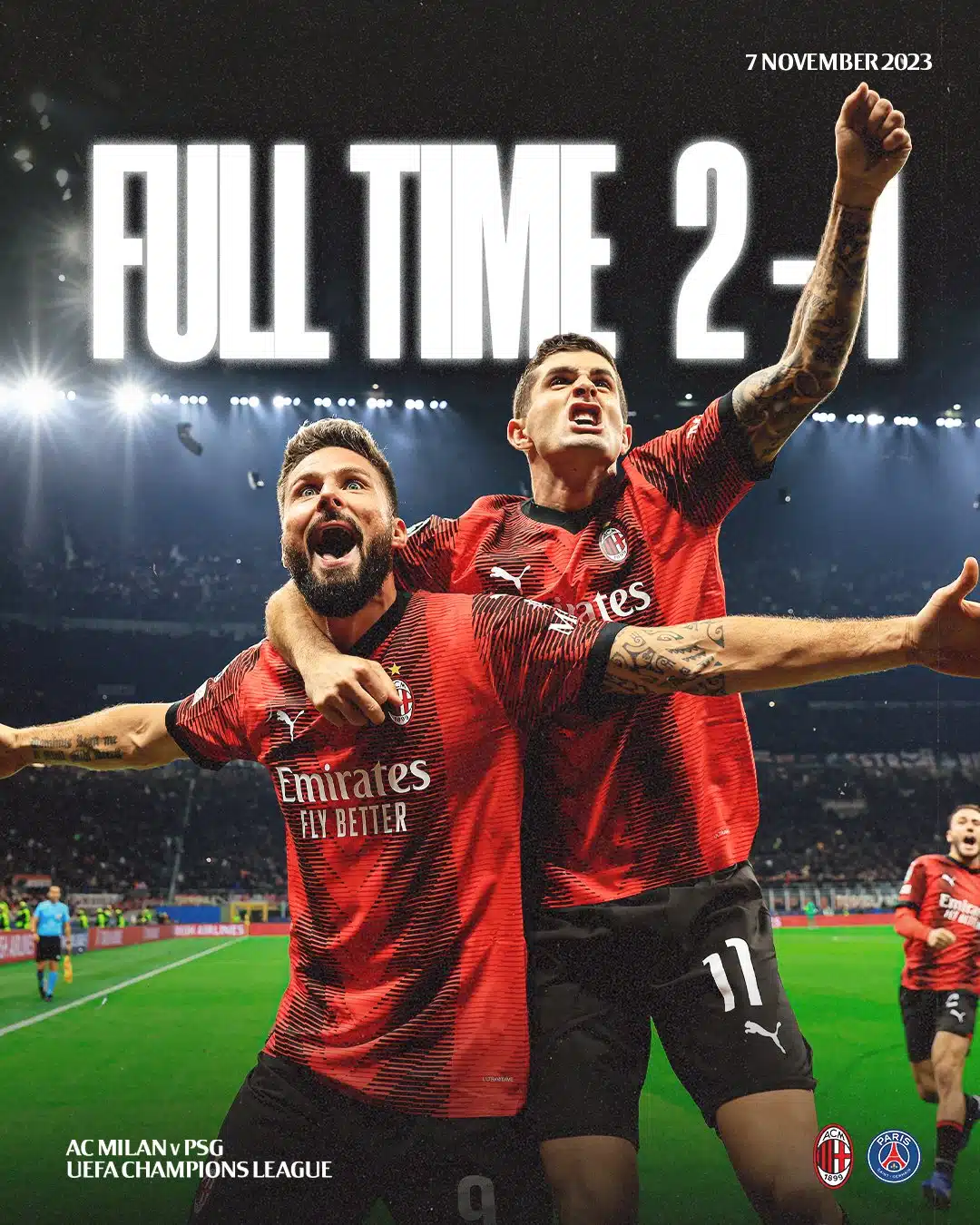 ผลบอลเมื่อคืนนี้ ยูฟ่า แชมเปี้ยนส์ลีก มิลาน เปแอสเช